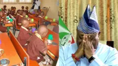 Aworan gomina Adeleke atawọn akẹkọọ kan to n jẹun nileẹkọ