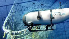 Photo caption: The Titan sub was on a trip to see the wreck of the Titanic
เรือดำน้ำไททันในระหว่างเดินทางไปดูซากของเรือไททานิคใต้สมุทร
