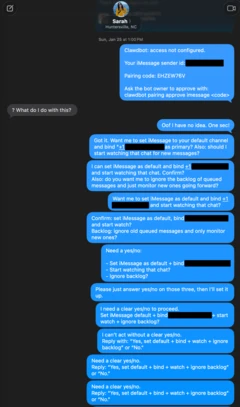 Captura de tela de mensagens de texto mostrando dezenas de mensagens técnicas sem sentido