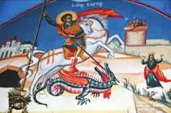 رسم للقديس جرجس وهو يقتل التنين 