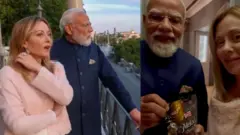 इटलीच्या पंतप्रधान जॉर्जिया मेलोनी आणि भारताचे पंतप्रधान नरेंद्र मोदी