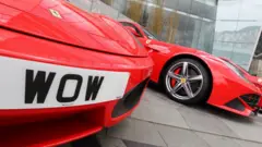 在香港法拉利车主俱乐部举办的2013年返校慈善骑行活动中，一辆车牌号码为W0W的车辆出现。