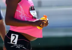 A pregnant Alysia Montano is pictured after running in the opening round of the Women's 800 Meter on day 2 of the USATF Outdoor Championships at Hornet Stadium on June 26, 2014 in Sacramento, California
