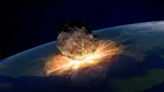 Ilustraçãocasinoempiremeteorito atingindo a Terra, visto do espaço