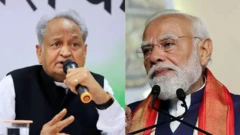 राजस्थानचे माजी मुख्यमंत्री अशोक गेहलोत आणि पंतप्रधान नरेंद्र मोदी