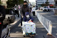 Children outside hospital in China