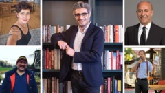 Seda Selek (sol üst), Kürşad Oğuz (sol alt), Barış Pehlivan (ortada), Suat Toktaş (sağ üst) ve Serhan Asker (sağ alt)