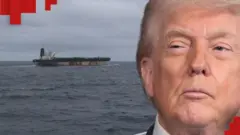 Президент Трамп на фоні танкера Marinera - колаж