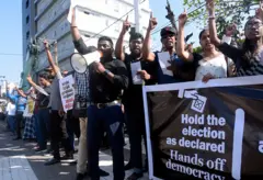 A protest organized by the Socialist Youth Union (SYU) is demanding that the local election be held as declared and that democracy be upheld in Colombo, Sri Lanka on February 22, 2023