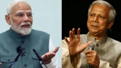 இந்திய பிரதமர் நரேந்திர மோதி மற்றும் வங்கதேச இடைக்கால தலைவர் முகமது யூனுஸ்