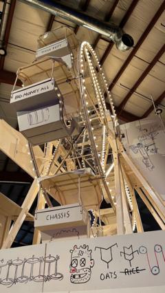 La noria ilustrada por Jean-Michel Basquiat en Luna Luna: Forgotten Fantasy en Los Ángeles, diciembre de 2023.