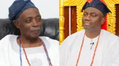 Olubadan ilẹ Ibadan, Ọba Rashidi Ladoja, wọ aṣọ funfun pẹlu ilẹkẹ oye lọrun, ati Alaafin Oyo, Ọba Akeem Owoade, toun naa wọ aṣọ funfun pẹlu fila abeti aja lori