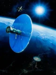 Ilustração do espelho Znamya no espaço