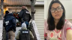 Cảnh sát di trú đang thực hiện một chiến dịch truy quét nhập cư bất hợp pháp tại Chicago (trái); bà Melissa Tran (phải)