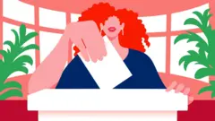 Ilustração de uma mulher inserindo seu voto em uma urna