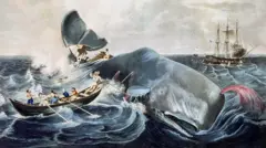 Ilustración de una cacería de ballenas.