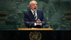 Lula enquanto discursa na ONU.