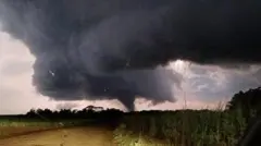 Tornado registrado em Giruá, no Rio Grande do Sul, em 28 de julho de 2026