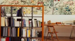 View of bookshelves for one home office