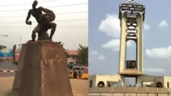 Ihe akpụrụakpụ na-egosi nwoke na-eti ịgba dị n'Enugwu steeti na Tọwa dị n'isi obodo Abia steeti na-egosi udo na aṅụrị