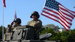 американские военные на параде в Польше, 2025 год
