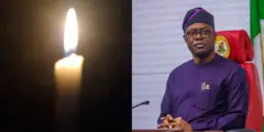 Aworan Gomina Seyi Makinde ati abẹwa to n jona kan.