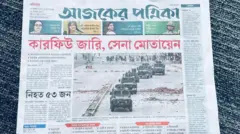 আজকের পত্রিকার প্রথম পাতায় কারফিউর খবর
