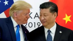 Donald Trump and Xi Jinping stand next to each other