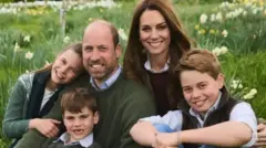 Prince and Princess of Wales and their children in a Christmas card for 2025