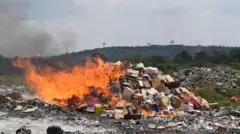 file photo of the burning process of some seized drugs and cosmetics 