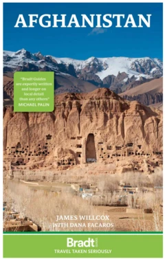 نمای جلد رهنمای سفر افغانستان. به روی جلد این کتاب تصویری از مجسمه بودا در ولایت بامیان آورده شده است. عنوان کتاب افغانستان است. 