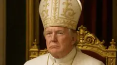 Imagem gerada por inteligência artificial de Donald Trump vestido como papa