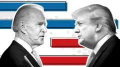 Ảnh ông Trump và ông Biden đối mặt