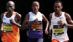 ኬንያዊ ኢሉድ ኪፕቾጌ፣ ሆላንዳዊቷ ሲፋን ሀሰን እና ኢትዮጵያዊው ቀነኒሳ በቀለ