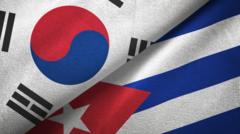 Banderas de Cuba y Corea del Norte