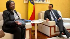 Bahaa fi Kibba Afrikaatti Hooggantuu Itti Aantuu Baankii Addunyaa Victoria Kwakwa fi Ministira Maallaqaa Itoophiyaa Ahmad Shidee
