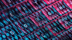 ışıklı ve arka planda 01 kodlu klavye