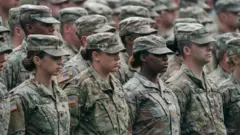 Mujeres soldado en una formación militar de EE.UU. 