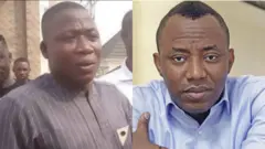 Sunday Igboho wọ aṣọ buba, Omoyele Sowore wọ ẹwu alawọ buluu