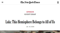 Página do New York Times com artigo de Lula