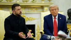 Zelensky and Trump sitting in the oval office in August 2025