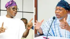 Aworan Gomina tẹlẹ ri Isiaka Oyetola ati Rauf Aregbesola