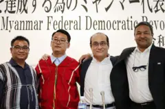 NUG အပါအဝင် K2C ခေါင်းဆောင်တချို့ ပြီးခဲ့တဲ့ မေလတုန်းက ဂျပန်ခရီးစဉ်အတွင်း သတင်းစာရှင်းလင်းပွဲကျင်းပခဲ့တုန်းက မြင်ကွင်း