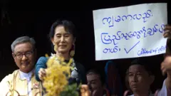 ၂၀၁၀ နေအိမ် အကျယ်ချုပ်လွတ်မြောက်ပြီးနောက် အဖွဲ့ချုပ်ရုံးရှေ့က လူထုတွေ့ဆုံပွဲ 