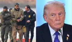 Foto Onyeisiala Donald Trump na-achị Amerịka na foto Nicolás Maduro oge ndị ọrụ nchekwa Amerika jirila ya