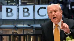 美國總統特朗普及BBC大樓標誌