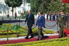 السيسي وأردوغان خلال مراسم الاستقبال الرسمية 