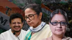 (இடமிருந்து வலமாக) ரிதபிரதா பானர்ஜி, மம்தா பானர்ஜி மற்றும் ககோலி தஸ்திதார்
