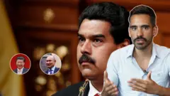 Repórter Luis Barrucho diantegira roletaimagemgira roletafundo com montagem incluindo Nicolas Maduro, Vladimir Putin e Xi Jinping