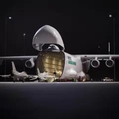 Imagem conceitual mostrando WindRunner sendo carregado com caças